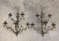 A pair of French five-light wall sconces,