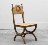 A 19th century oak hall chair,