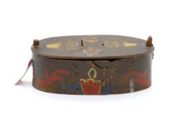 A painted tine box,