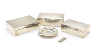 A group of three silver cigarette boxes,