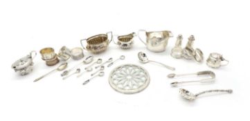 A collection of silver items,