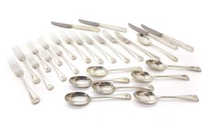 A silver Hanoverian pattern part dinner service,