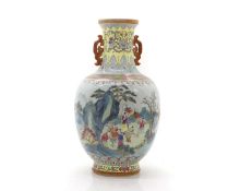 A Chinese famille rose baluster vase,