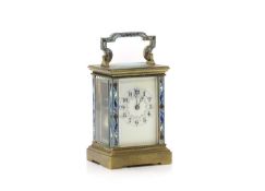 A French style champleve carriage clock,