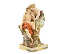 A Meissen porcelain figure group of Diana and Endymion,