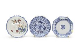 A group of three Chinese blue and white saucers,