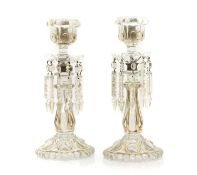 A pair of moulded glass table lustres,