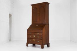 A George II mahogany bureau bookcase,