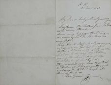 Wellington (Duke of). Autograph letter signed: