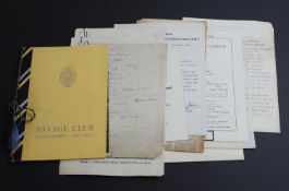 THE SAVAGE CLUB, LONDON: Centenary, installation meetings, menu, etc.
