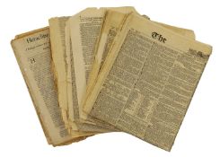 Collection of early Newspapers, etc, one to four pages each, including: Heraclitus Ridens,