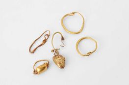 A group of Roman-style gold earrings,