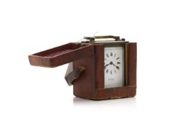 A French brass cased carriage timepiece