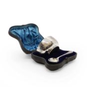 A cased Victorian silver bowl and spoon,