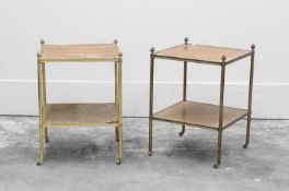 A pair of brass framed étagères,