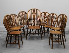 A Harlequin set of ten ash and elm Windsor chairs,