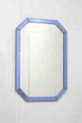 Art Deco mirror with blue glass,