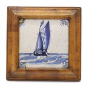 A Dutch Delft blue and white tile,