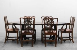 A set of six mahogany Chippendale style chairs,