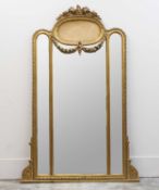 A giltwood overmantel mirror,