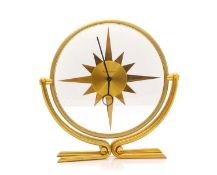 A Jaeger Le-Coultre brass desk clock,