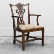 A mahogany open armchair,