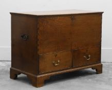 A George III oak and elm mule chest,