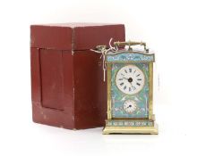 A champleve enamel carriage clock,