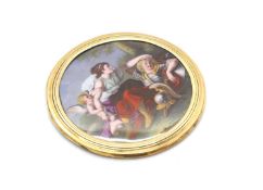 An 18ct gold mounted and enamel box lid,