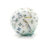 A cyclist's Victorian-decorated glass globe,
