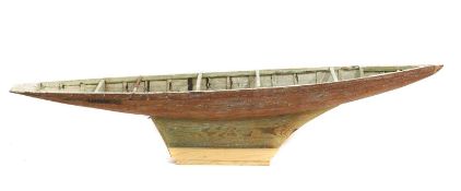 A Victorian wooden pond yacht hull,