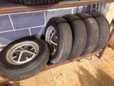 A set of five MGB Rostyle steel wheels,