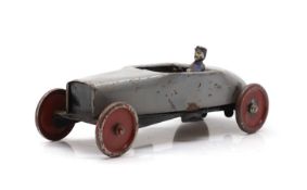 A tinplate American hot-rod clockwork toy,