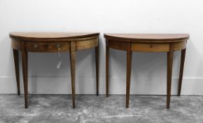 A mahogany demi lune card table,