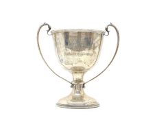 A twin handled silver trophy cup,