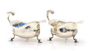 A pair of silver sauce boats,