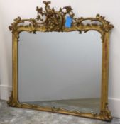 A Victorian giltwood and gesso overmantel mirror,