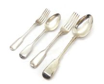 A part silver fiddle and thread dinner service;