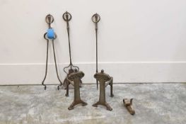 A collection of Art and Crafts steel fire irons,