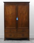 A late George III mahogany hanging press cupboard