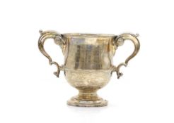 A twin handled silver trophy cup,