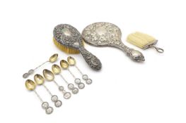 A silver mounted dressing table brush,