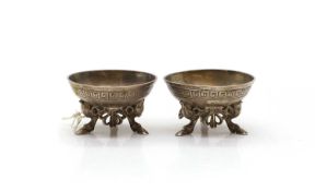 A pair of Victorian silver-gilt salt cellars,