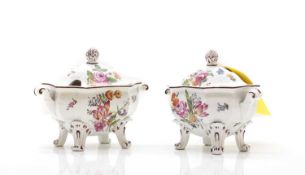 A pair of small porcelain tureens and covers,