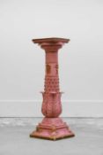 A pink glazed stoneware pedestal by Copeland, late Spode,