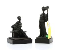 Two cast metal Geisha girl groups,