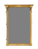 A George III giltwood pier glass mirror,