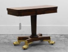 A Regency rosewood fold-over card table,