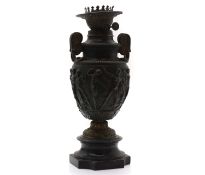 A neoclassical bronze urn oil lamp,