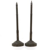 A pair of Victorian Gothic Revival gilt brass telescopic fan holders,